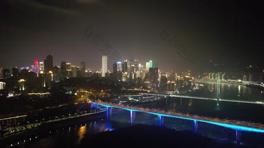 重庆<strong>长江大桥</strong>夜景交通航拍